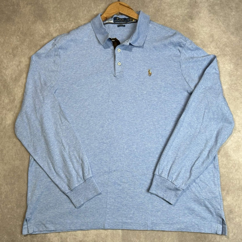 Polo Ralph Lauren Shirt Mens XL Classic Fit Blue Long Sleeve Cotton Flesh Pony